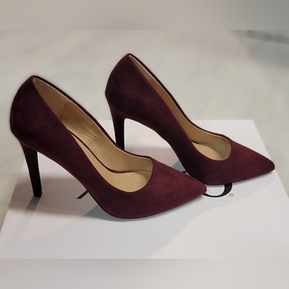 Call It Spring - Burgundy/Purple Suede High Heels - Size 6 with 3.5 inch heels